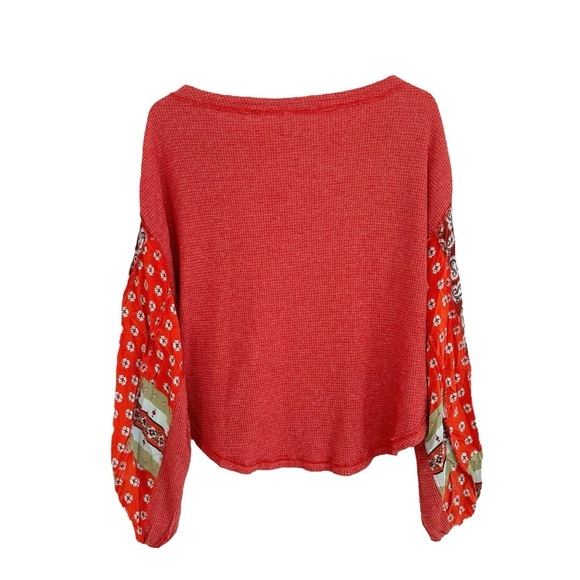 WE THE FREE PEOPLE CHERRY RED COMBO BLOSSOM TOP SZ XS - Picture 5 of 7